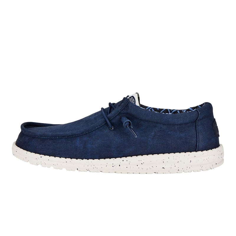 HEYDUDE Men's Wally Stretch Canvas Navy Size 12 | Men's Shoes | Men Slip-on Loafers | Comfortable & Light-Weight - Image 1