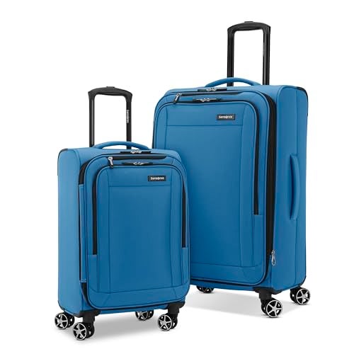Samsonite Saire LTE Softside Expandable Luggage with Spinner Wheels, Carribean Blue, 2-Piece Set (Carry-on/Medium) - Image 1