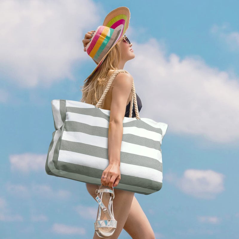 Becokan Beach Bags for Women Large Waterproof Beach Tote Bag Zipper Beach Bags Waterproof Sandproof Swim Pool Bag Large Tote - Image 5