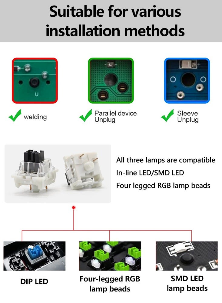 general 110Pcs 3-pin Clicky Linear Tactile Keyboard Switch Outemu Mechanical Keyboard Dust-proof Black Switch  RGB LED SMD Game Console With MX Switch - Image 4