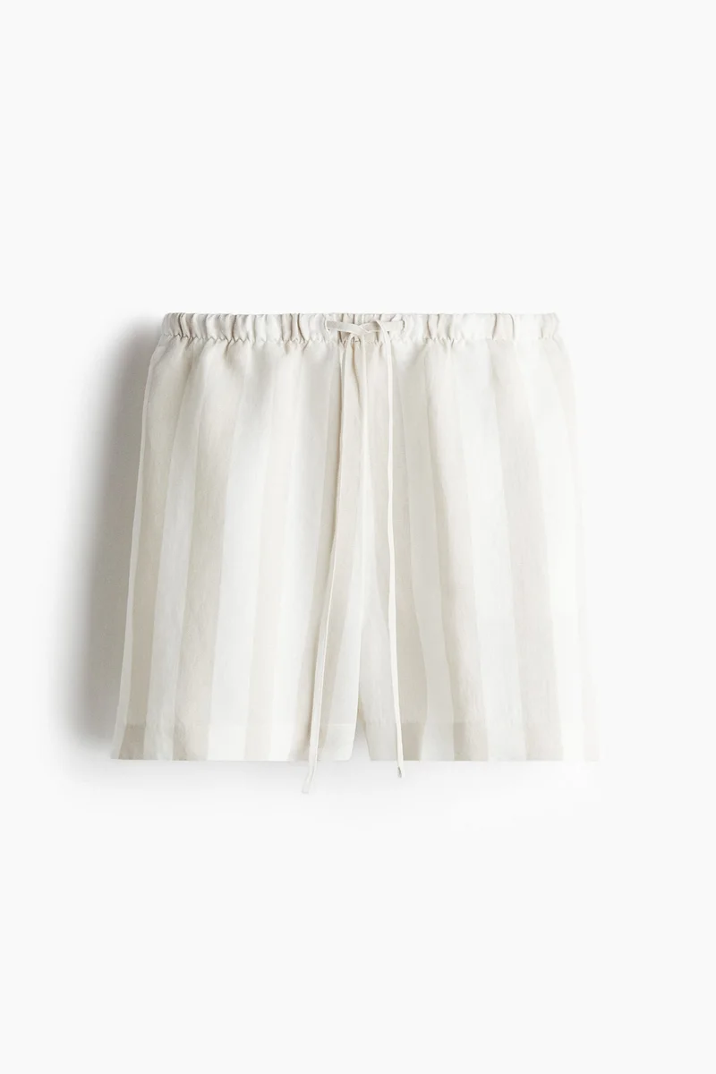 اتش اند ام Linen-blend drawstring shorts