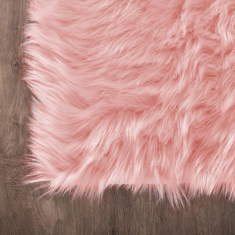 Latepis Pink 2x3 Faux Fur Rug for Bedroom Decor for Teen Girls Throw Fuzzy Fluffy Furry Sheepskin Rug for Sofa Cushion Luxury Home DÃ©cor Rectangle - Image 5