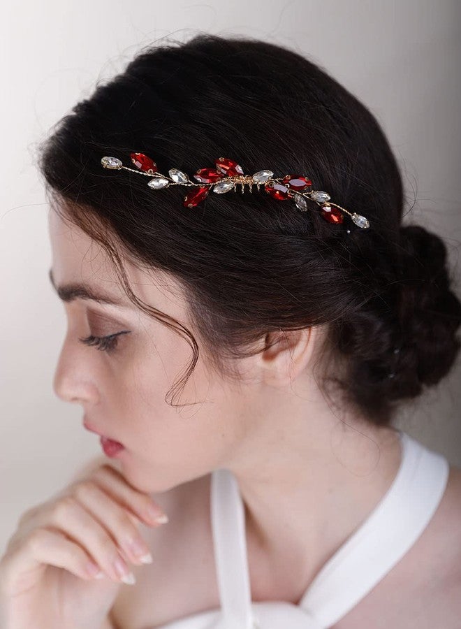 Chargances Bridal Rhinestone Hair Comb Wedding Crystal Hair Vine Comb Vintage Handmade Hair Accessories for Bridesmaid Prom Flower (Champagne) - Image 5