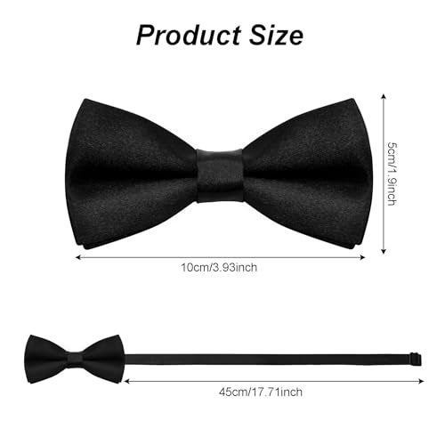 Bskifnn Kids Bow Ties Solid Color Satin Bow Tie for Child Boys Toddlers Wedding Party Dress up (Black, kids) - Image 2