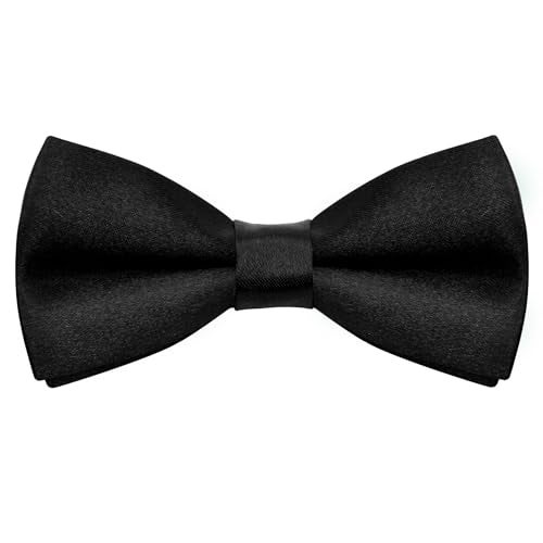 Bskifnn Kids Bow Ties Solid Color Satin Bow Tie for Child Boys Toddlers Wedding Party Dress up (Black, kids) - Image 1