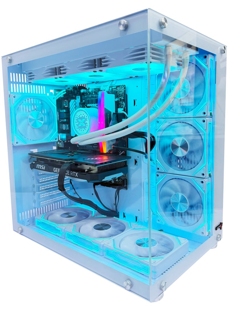 Setup Master Gaming PC RTX 4060, Intel i5-14400F Processor, B760M-K D5 Motherboard, DDR5 16GB RAM, 1TB M.2 SSD, 7 Fans Case White RGB Windows 11 Pro White - Image 1