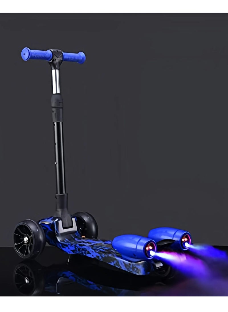 إيزي فيتشور سكوتر أطفال سهل التوجيه بتقنية بلوتوث مع مكبر صوت بلوتوث وعجلات LED وتأثير رذاذ دخان - سكوتر بثلاث عجلات للأعمار من 3 إلى 14 عامًا، قابل لتعديل الارتفاع وقابل للطي - Image 2