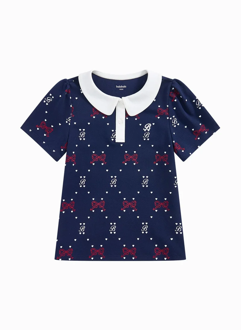 Balabala Kids Girl Lapel Short-Sleeved T-Shirt