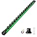 Reniteco Magnetic Socket Organizer 38 Drive Aluminum Alloy Socket Rail Heavy Duty Magnetic Socket Holder with 14PC 360 Swivel Removable Clips Magnetic Socket Rack for Tool Box Drawer Green - Image 2