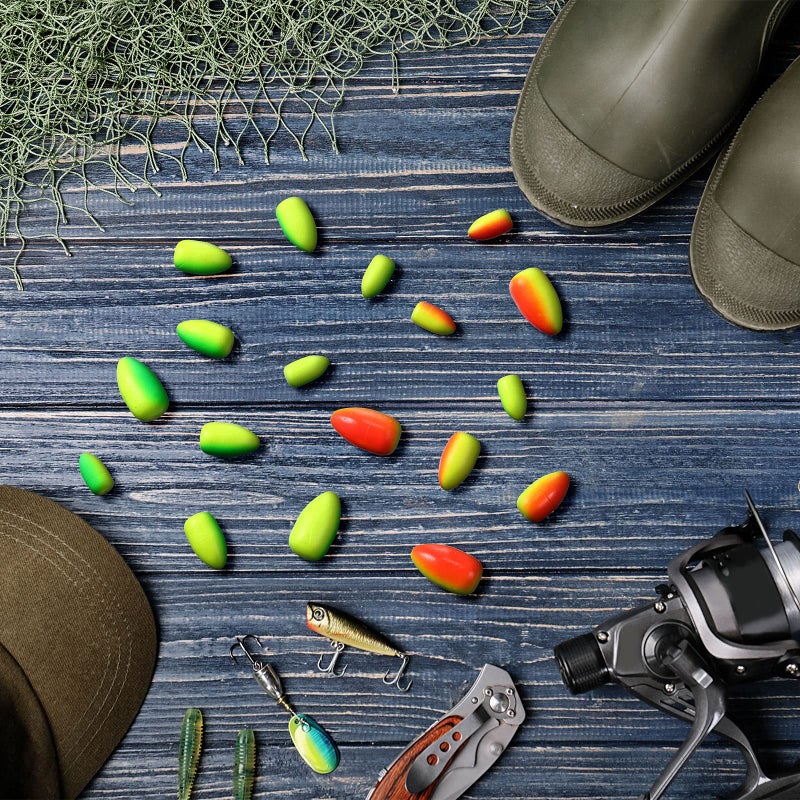 Skylety 60 Pieces Foam Floats Bullet Fishing Foam Snell Floats Pompano Rigs Oval Fly Fishing Strike Indicators for Trout Catfish Walleye(Yellow Green, Red Yellow) - Image 4