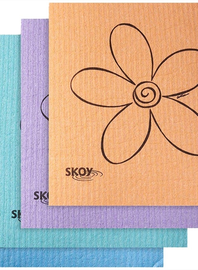 Skoy منشفة سويدية متعددة الاستخدامات، عبوة 4 قطع للاستخدام في المطبخ والمنزل، مناشف تنظيف قابلة لإعادة الاستخدام، صديقة للبيئة، آمنة في غسالة الصحون والمجفف، ألوان متنوعة - Image 1