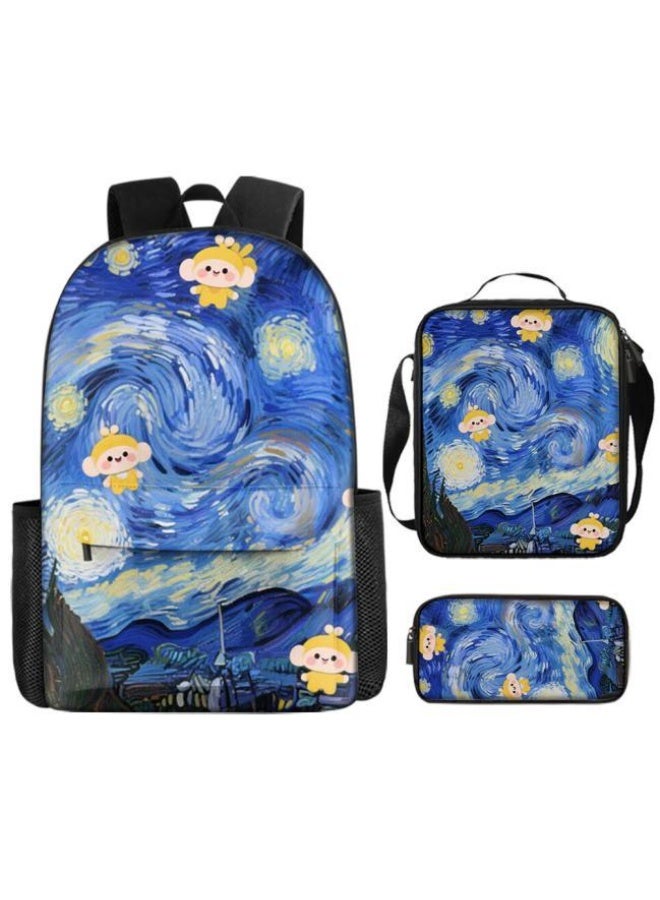 [Super new special offer] Cartoon theme bag three-piece set | double-shoulder + hand-held + storage pen bag | gift self-use good-looking - 1402  - Image 1