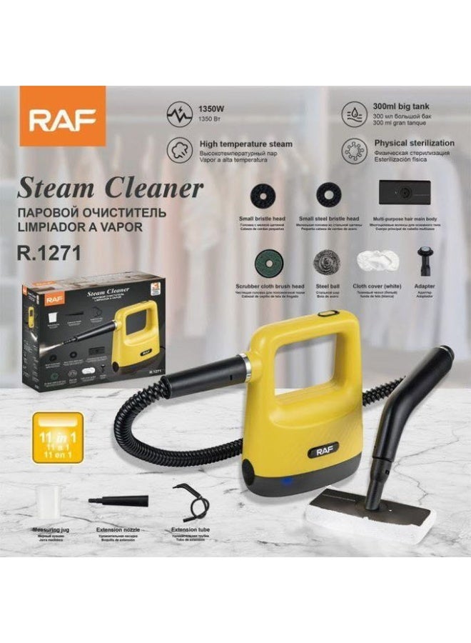 آر إيه أف منظف بخار محمول متعدد الاستخدامات RAF موديل R.1271 – قوة 1350 وات، سعة 300 مل، ضغط وحرارة عالية، مع 11 ملحقات لتنظيف عميق وفعال - Image 2