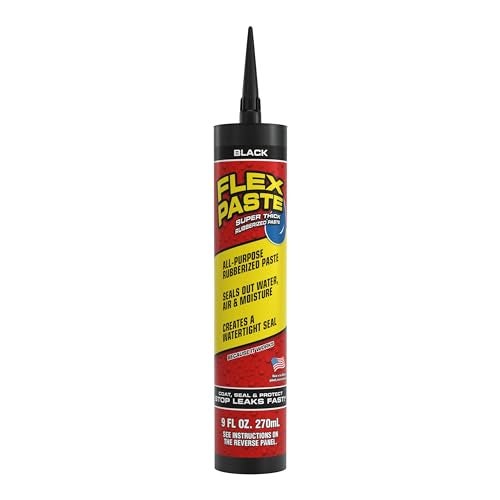 Flex Paste, Waterproof Paintable Putty, Spackle Sealant, Fill Gaps Cracks Holes - Block Out Water and Air - UV Resistant - Walls, Drywall, EPDM, Concrete, Roof, RV Repairs, Black, Cartridge - Image 1