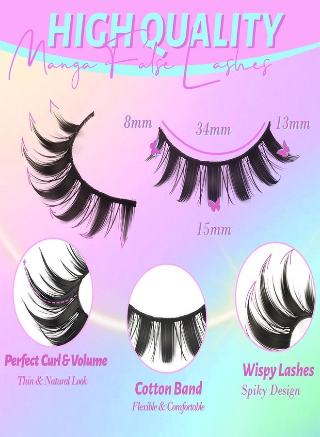 Losha Lashes Spiky Manga Lashes Wispy Anime False Eyelashes 9 Pairs 8D Asian Eye Lashes Natural Anime Fake Eyelashes (Lovely) - Image 2