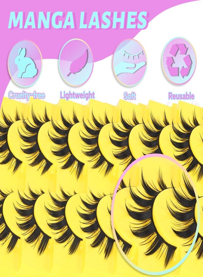 Losha Lashes Spiky Manga Lashes Wispy Anime False Eyelashes 9 Pairs 8D Asian Eye Lashes Natural Anime Fake Eyelashes (Lovely) - Image 3