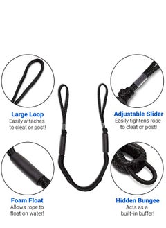 KASTWAVE Dock Line Rope, Boat Bungee Dock Lines 2 Pack 4 ft Mooring Rope Boating Dock Accessories Quick Docking Non-Jerking Great Boating Gifts For Men Pontoon, Kayak, Fishing Boat Durable  - Image 2