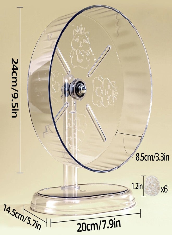 Acsist Silent Hamster Exercise Wheel,9.5 Inch Quiet Spinner Syrian Hamster Running Wheel,Silent Wheels with Anti-Skid & Adjustable Stand for Gerbils, Rats, or Other Small Pets,Transparent - Image 2