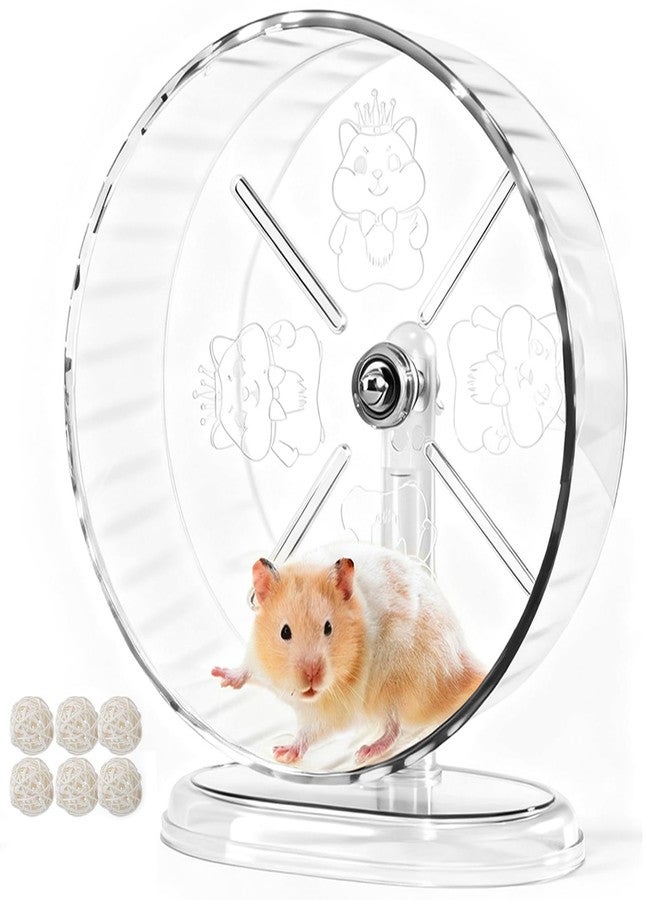 Acsist Silent Hamster Exercise Wheel,9.5 Inch Quiet Spinner Syrian Hamster Running Wheel,Silent Wheels with Anti-Skid & Adjustable Stand for Gerbils, Rats, or Other Small Pets,Transparent - Image 1