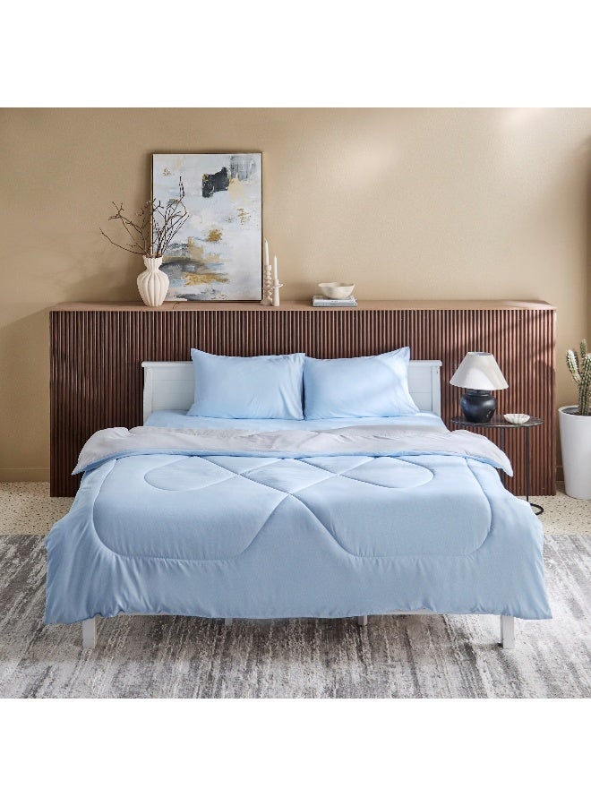 Home Box طقم لحاف كوين ديربي من الألياف الدقيقة - أزرق فاتح - Image 3