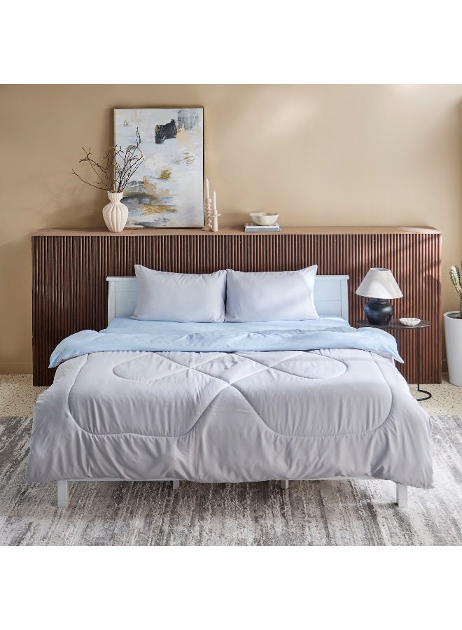 Home Box طقم لحاف كوين ديربي من الألياف الدقيقة - أزرق فاتح - Image 4