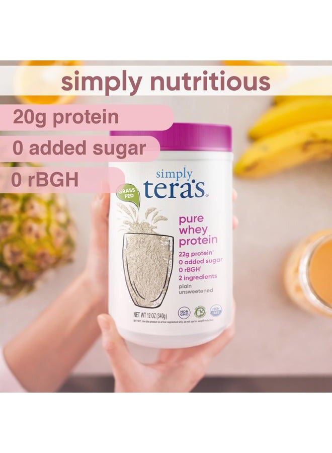 Simply Tera's مسحوق بروتين مصل اللبن النقي - مسحوق بروتين مصل اللبن من الأبقار التي تتغذى على العشب، نظيف وطبيعي، بدون نكهة، غير معدّل وراثيًا، كوشير، بدون سكر - 12 أونصة. - Image 3