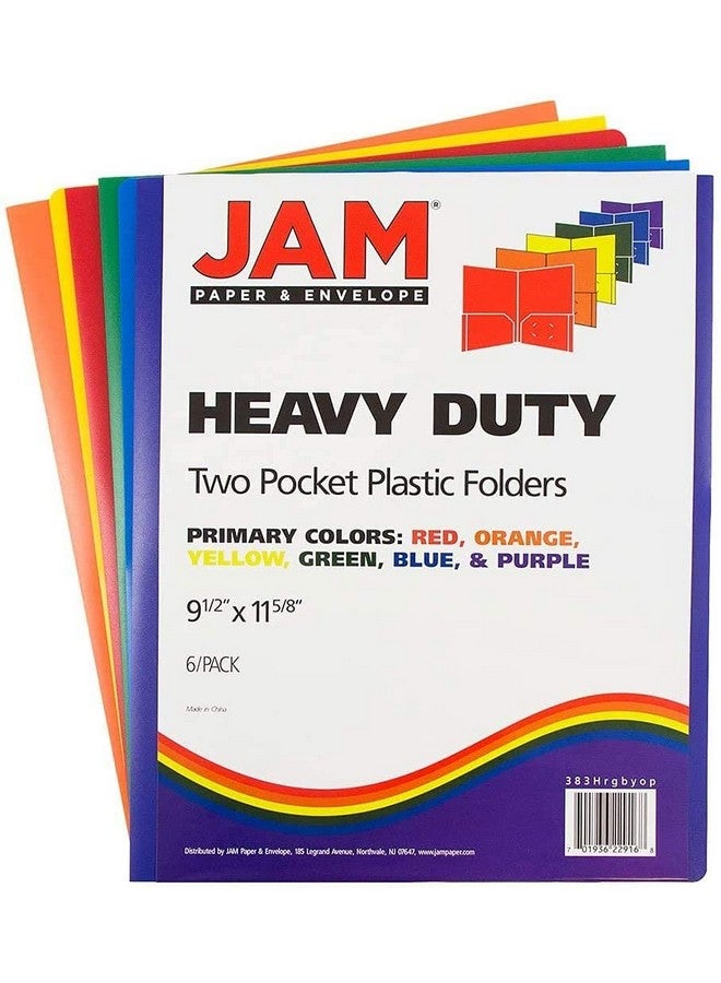 جام بايبر مجلدات مدرسية متينة للغاية من البلاستيك المتين من JAM PAPER، مكونة من جيبين - ألوان أساسية متنوعة - عبوة من 6 قطع - Image 2