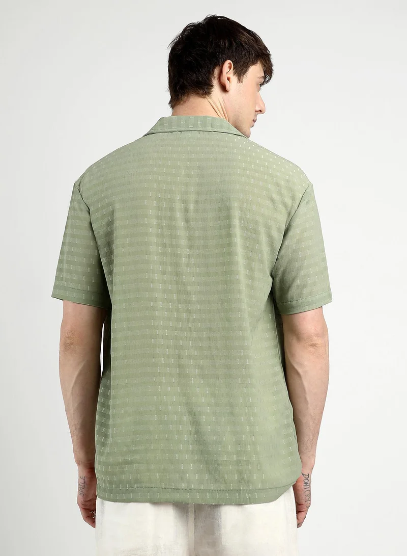 CAHOOT  Men's Pistachio Green Oversized Woven Shirt for Men | Best Price UAE