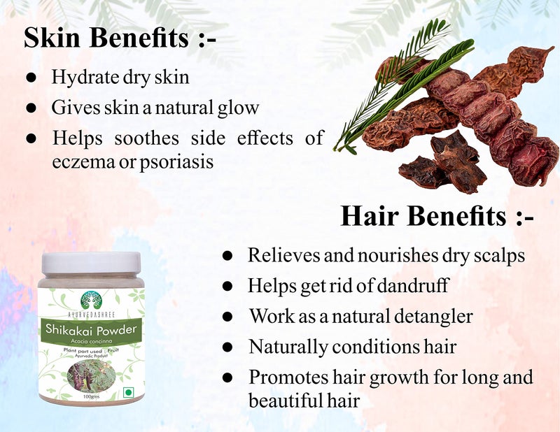 AYURVEDASHREE Shikakai Powder 100 Gm | Acacia concinna Fruit Pods Powder | Natural Hair Cleanser & Conditioner | Vegan | Non GMO | Vegan - Image 4
