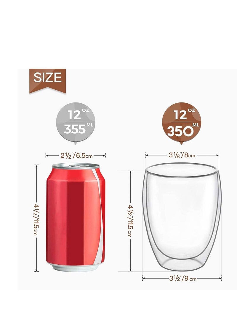 MARKQ Glass Coffee Cups 350ml Double Wall Coffee Mugs for Latte Cappuccino Espresso Milk Hot Drinks Tea Water Juice Glass Cups [1 Cup]  - Image 2