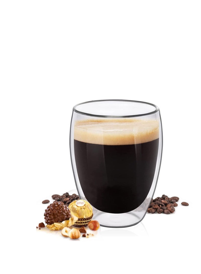MARKQ Glass Coffee Cups 350ml Double Wall Coffee Mugs for Latte Cappuccino Espresso Milk Hot Drinks Tea Water Juice Glass Cups [1 Cup]  - Image 1