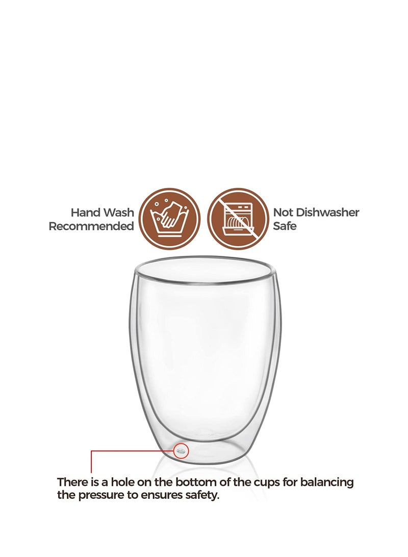 MARKQ Glass Coffee Cups 350ml Double Wall Coffee Mugs for Latte Cappuccino Espresso Milk Hot Drinks Tea Water Juice Glass Cups [1 Cup]  - Image 4