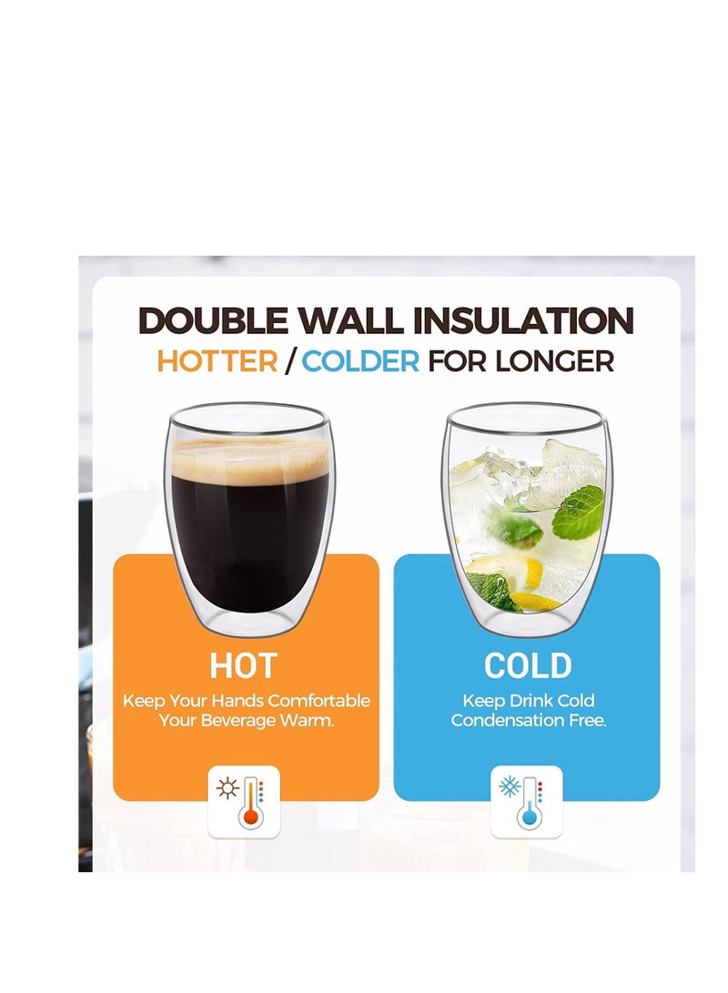 MARKQ Glass Coffee Cups 350ml Double Wall Coffee Mugs for Latte Cappuccino Espresso Milk Hot Drinks Tea Water Juice Glass Cups [1 Cup]  - Image 5