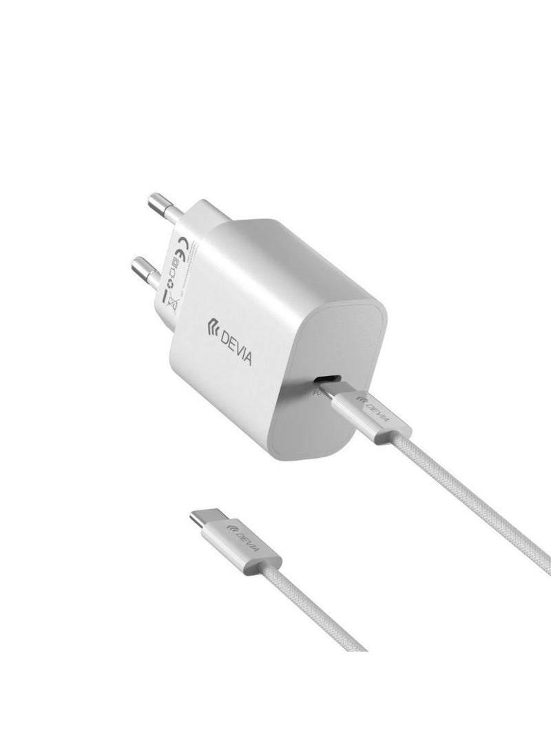 devia MP723 Smart Series GaN Charger PD 30W Set with USB-C Cable 60W - RCE-3005CL - White - Image 1