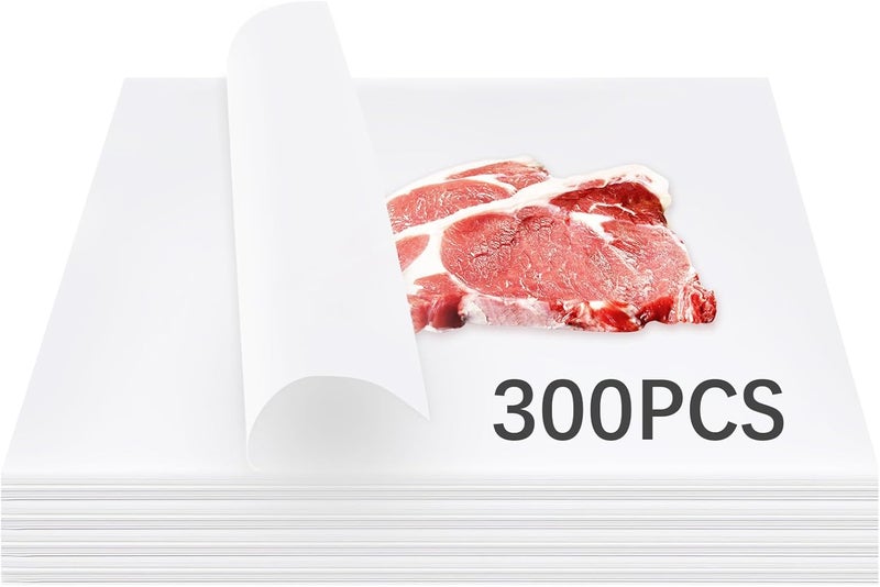 lipetol 300 قطعة ورق جزار أبيض للطباعة الحرارية بدون شمع، أوراق ورق جزار مقطعة مسبقًا 12 × 12 بوصة، أوراق تشاركوتيري disposable، ورق جزار مقطع مسبقًا للطباعة الحرارية، لف اللحوم، تدخين اللحوم - Image 1