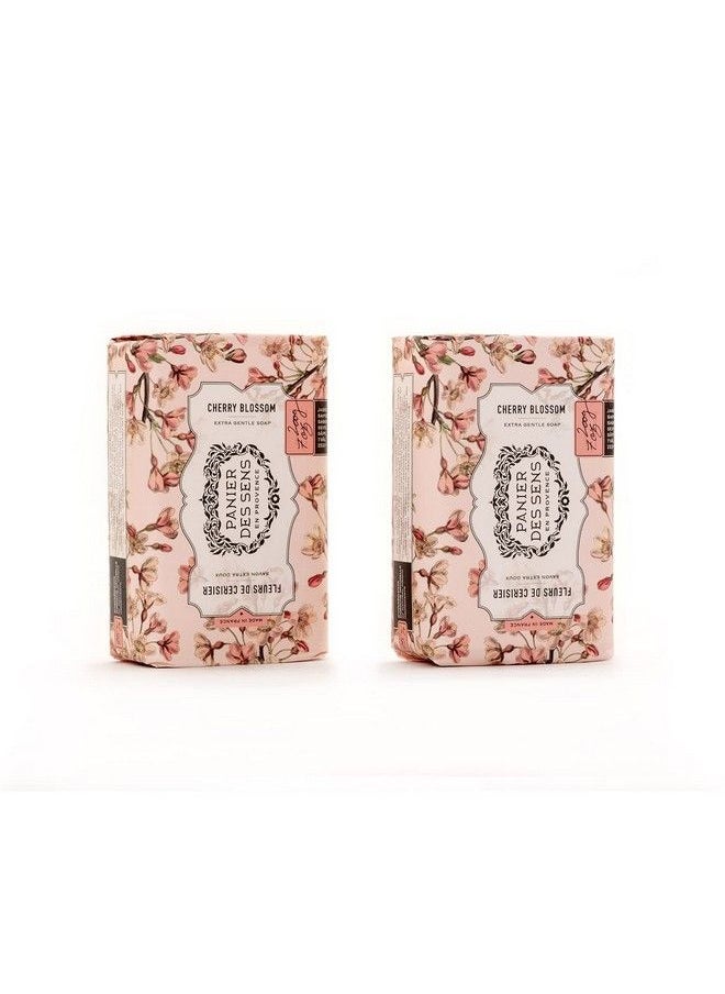 PANIER DES SENS Cherry Blossom Shea Butter Natural Bar Soap Bath & Body Soap Bars Made In France 95% Natural 2 Bars 7Oz/200G Each  - Image 1