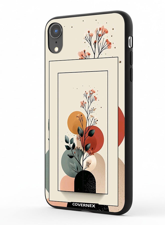 Covernex Apple iPhone XR Protective Case Cover Printed Featuring Minimalist Plant and Abstract Shapes - Image 1