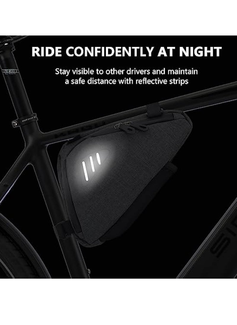 Generic Bike Triangle Bag, Top Tube Bike Bag, Water-Resistant Bike Frame Bag with Many Pockets, Front Frame Bag for Bicycles, Top Tube Bike Accessories Storage Pouch, Cycling Accessories Pack  - Image 5