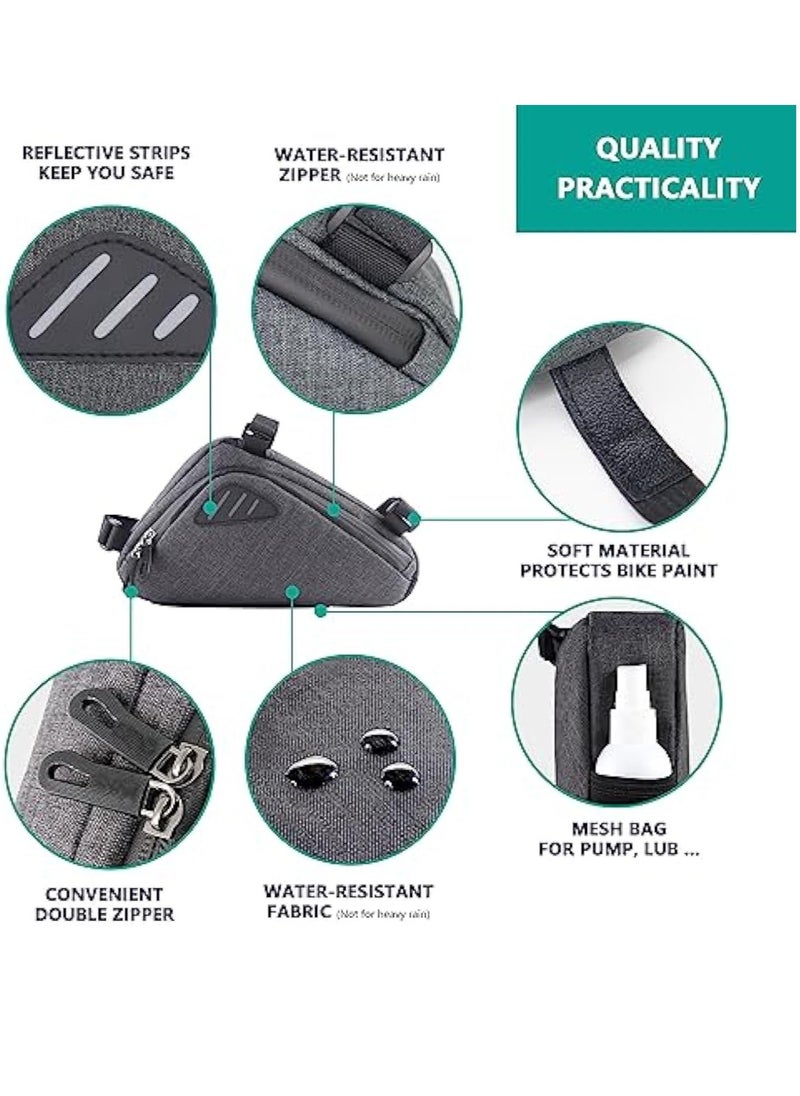 Generic Bike Triangle Bag, Top Tube Bike Bag, Water-Resistant Bike Frame Bag with Many Pockets, Front Frame Bag for Bicycles, Top Tube Bike Accessories Storage Pouch, Cycling Accessories Pack  - Image 3