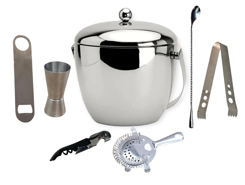Proniks Stainless Steel Insulated Ice Bucket 1250ml with Opener and Ice Tong and peg Measure | Keeps Ice Cold for 6 h | Great bar Tools for Home bar Accessories, Mini bar, Wine (Large). - Image 1