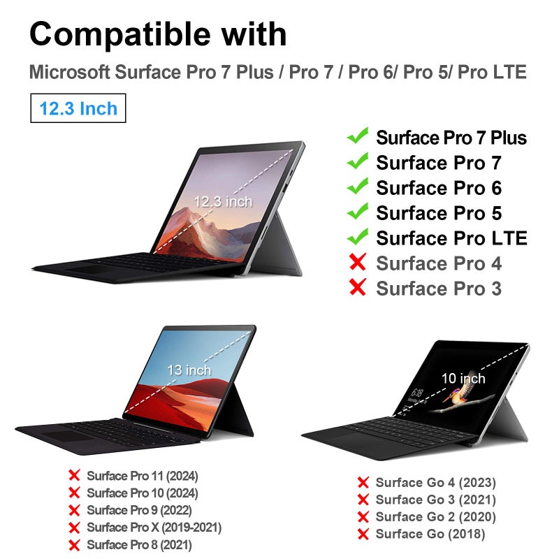 Fintie غطاء صلب من فينتي لجهاز مايكروسوفت سيرفيس برو 7 بلس، سيرفيس برو 7/6/5/LTE، غطاء واقي صادم متين متوافق مع لوحة المفاتيح + حامل أصلي (شفاف متجمد) - Image 2