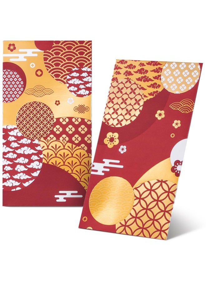 Prims & Flourish Chinese New Year Red Envelopes, 24-Count 2026 Lunar New Year Red Packets, Hong Bao with Gold Foil Design, Gift Money Envelopes, Motifs of Fortune, 2 Designs - Image 1
