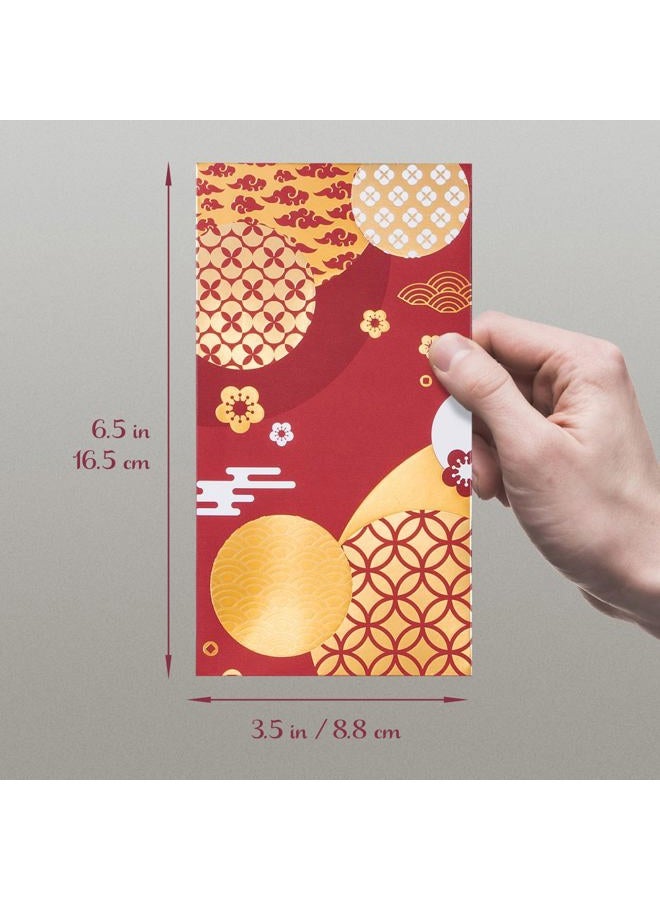 Prims & Flourish Chinese New Year Red Envelopes, 24-Count 2026 Lunar New Year Red Packets, Hong Bao with Gold Foil Design, Gift Money Envelopes, Motifs of Fortune, 2 Designs - Image 3