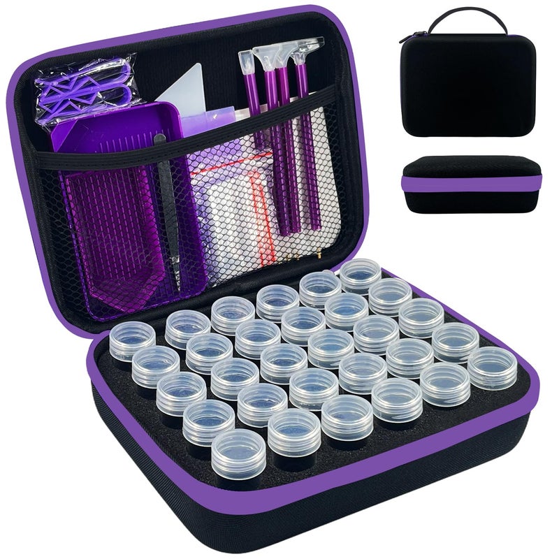 LIRUNQIU Diamond Painting Storage Containers, 30 Slots Diamond Art Accessories and Tools Kits Storage Box(Black) - Image 1