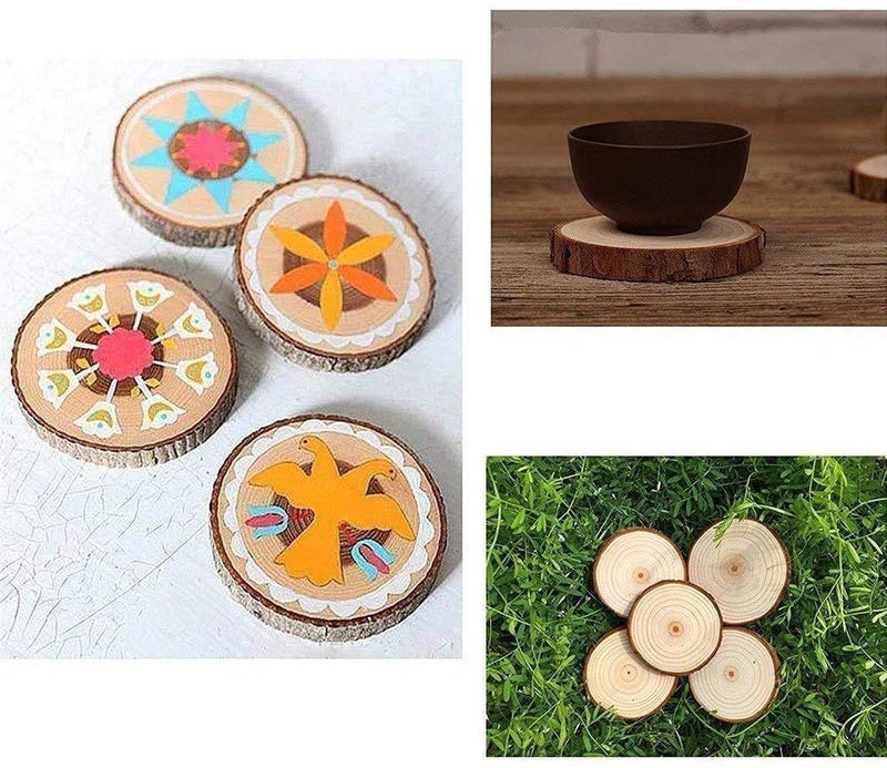 William Craft Unfinished Natural Wood Slices with Bark 25 Pcs 3.1-3.5 Inches Unfinished Wood Craft Kit Undrilled Wooden Circles Without Hole Tree Slice for Arts Painting Christmas Ornaments DIY Crafts - Image 5