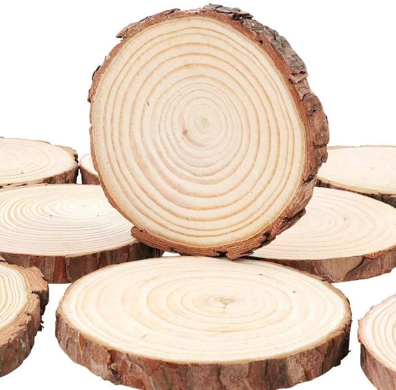 William Craft Unfinished Natural Wood Slices with Bark 25 Pcs 3.1-3.5 Inches Unfinished Wood Craft Kit Undrilled Wooden Circles Without Hole Tree Slice for Arts Painting Christmas Ornaments DIY Crafts - Image 2