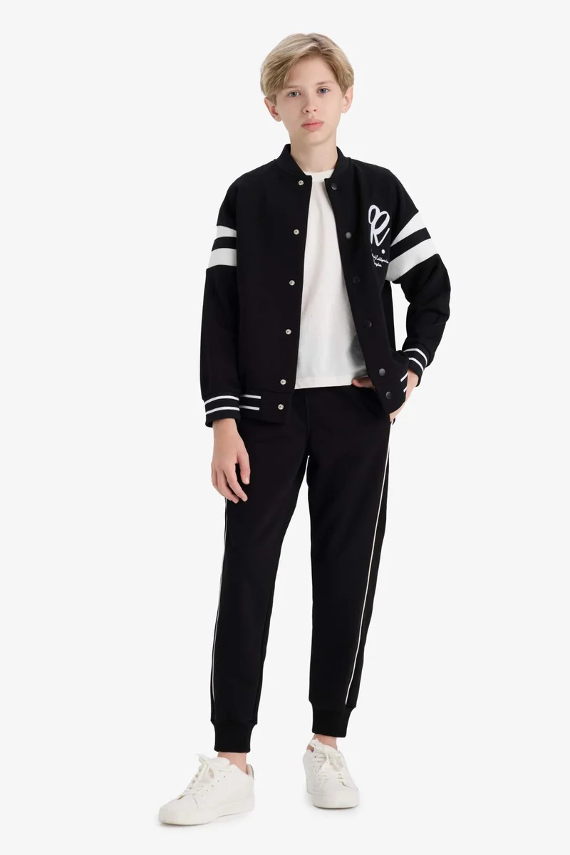 ديفاكتو Boy College Collar Printed Bomber Jacket