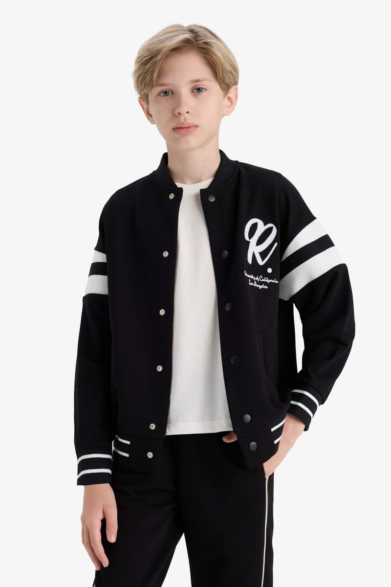 DeFacto Boy College Collar Printed Bomber Jacket - Image 3