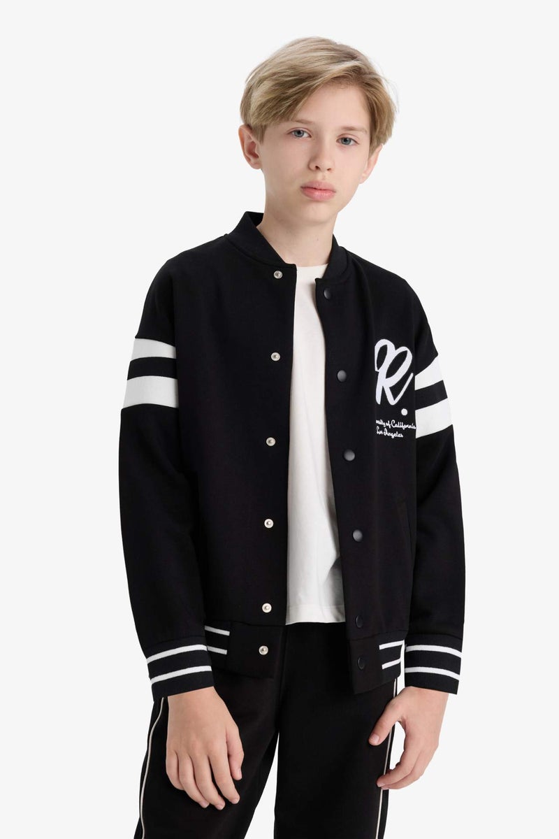 DeFacto Boy College Collar Printed Bomber Jacket - Image 4