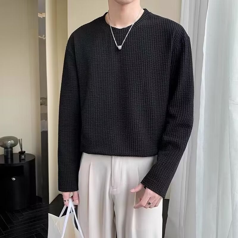 Long-Sleeve T-Shirt For Men, Base Layer Shirt For , Trendy Brand, Cool And Stylish Men'S Sweatshirt, Loose-Fitting Top With Drape, Handsome - Image 4